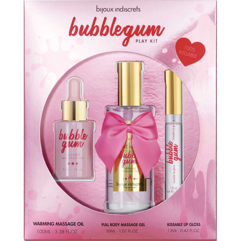 INDISCRETS BUBBLEGUM PLAY KIT WITH OIL GEL & LIP GLOSS