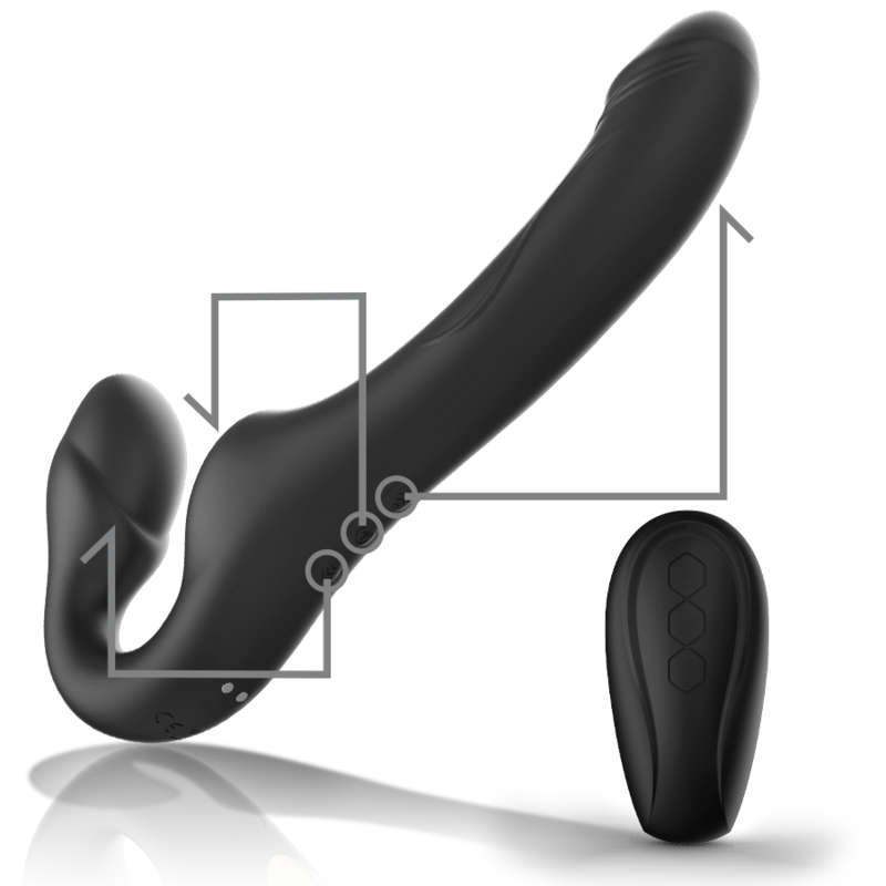STRAPLESS VIBRATOR WITH REMOTE CONTROL PUSH BUTTON
