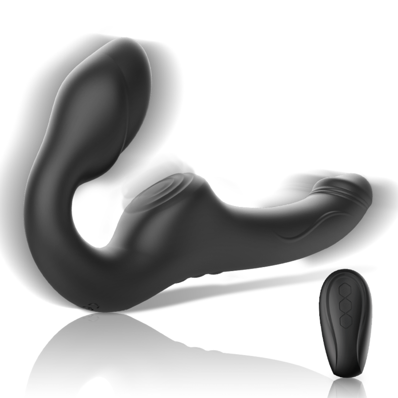 STRAPLESS VIBRATOR WITH REMOTE CONTROL PUSH BUTTON