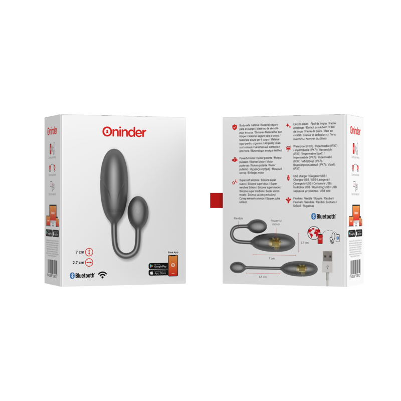 DENVER VIBRATING EGG BLACK 7 X 2.7 CM FREE APP