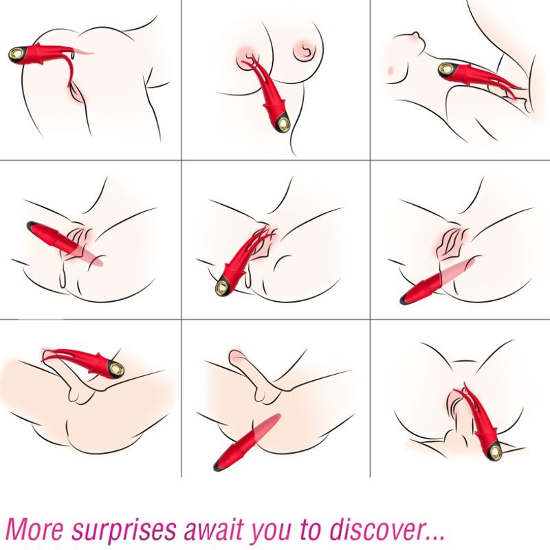 SHADOW VIBRATOR DOUBLE-HEAD TEASING RED