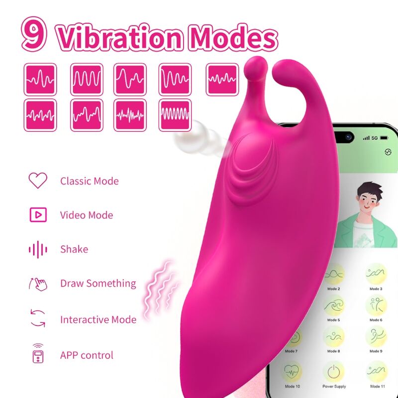 HONEYBEE WEARABLE PANTIES VIBRATOR G-SPOT FUCHSIA - FREE APP
