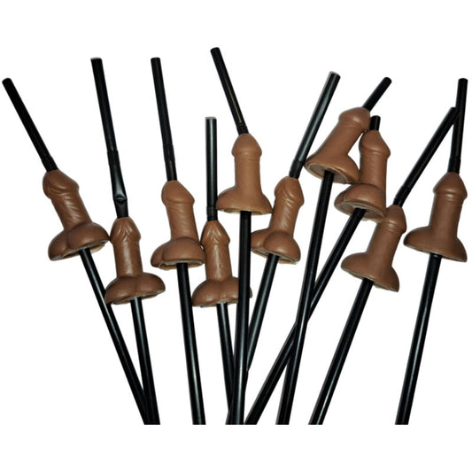 BAG OF 10 NATURAL BIG PENIS STRAWS