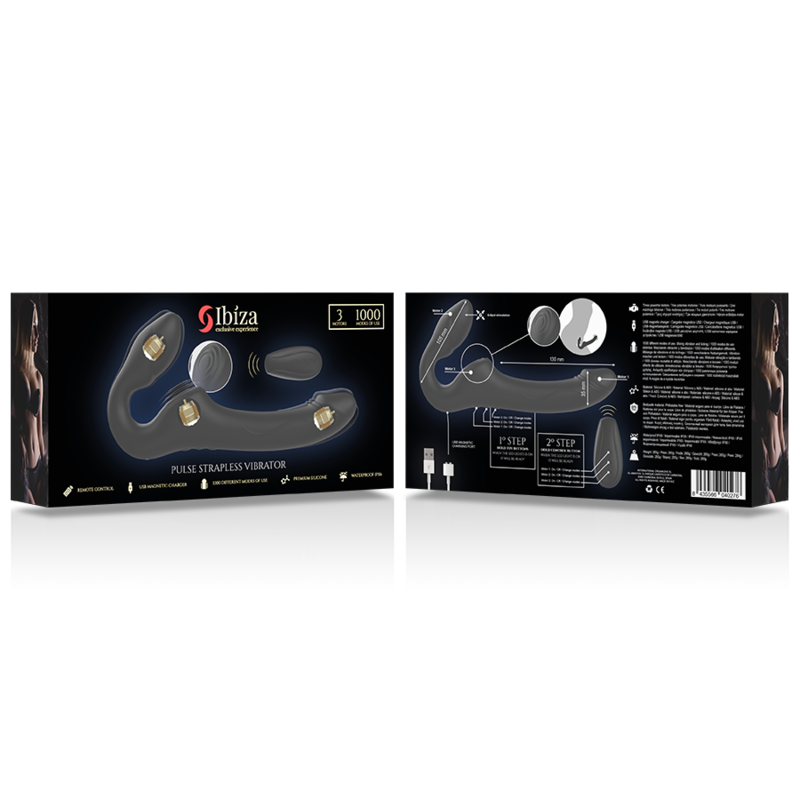 STRAPLESS VIBRATOR WITH REMOTE CONTROL PUSH BUTTON