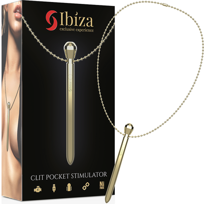 CLIT POCKET STIMULATOR NECKLACE USB CHARGER 12 VIBRATION MODES GOLDEN