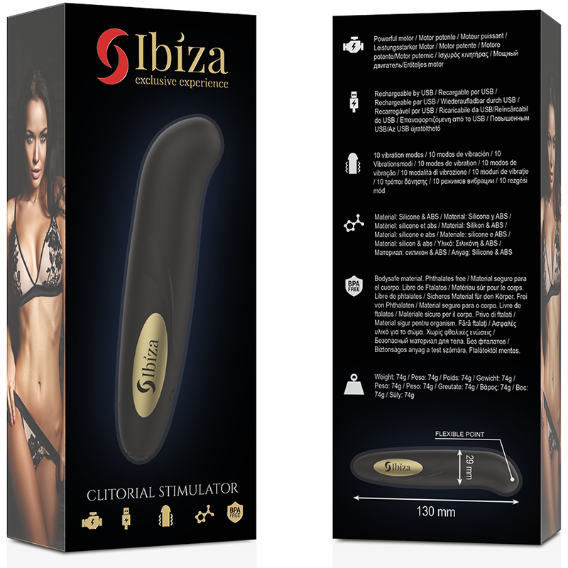 CLIT STIMULATOR USB CHARGER 10 VIBRATION MODES GOLDEN 13 X 2,9