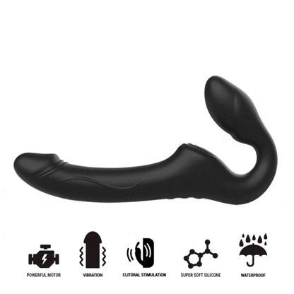 STRAPLESS VIBRATOR WITH REMOTE CONTROL PUSH BUTTON